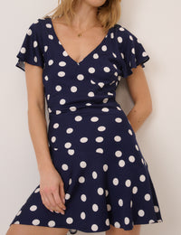 Navy Polka Dot Aimee Mini Dress