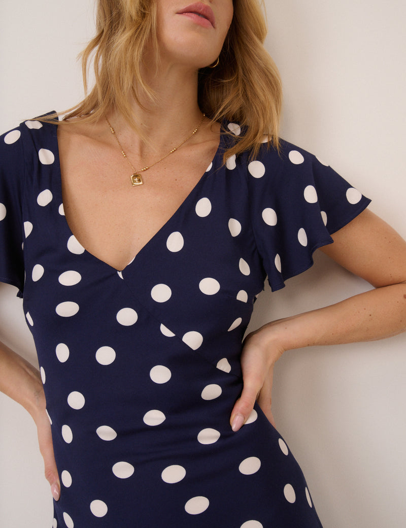 Navy Polka Dot Aimee Mini Dress