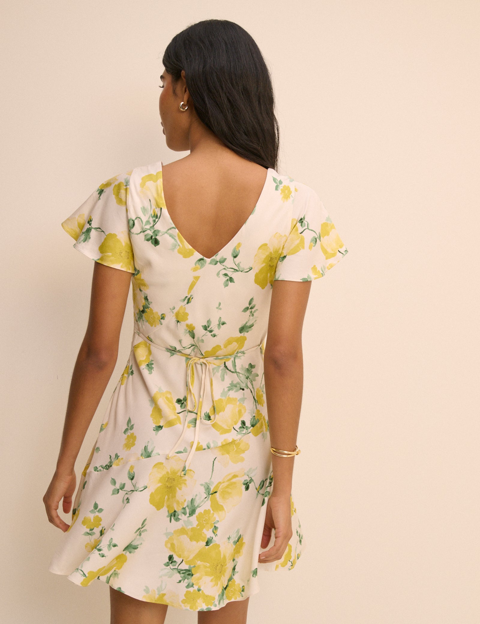Ivory and Yellow Floral Aimee Mini Dress