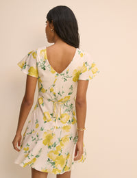 Ivory and Yellow Floral Aimee Mini Dress