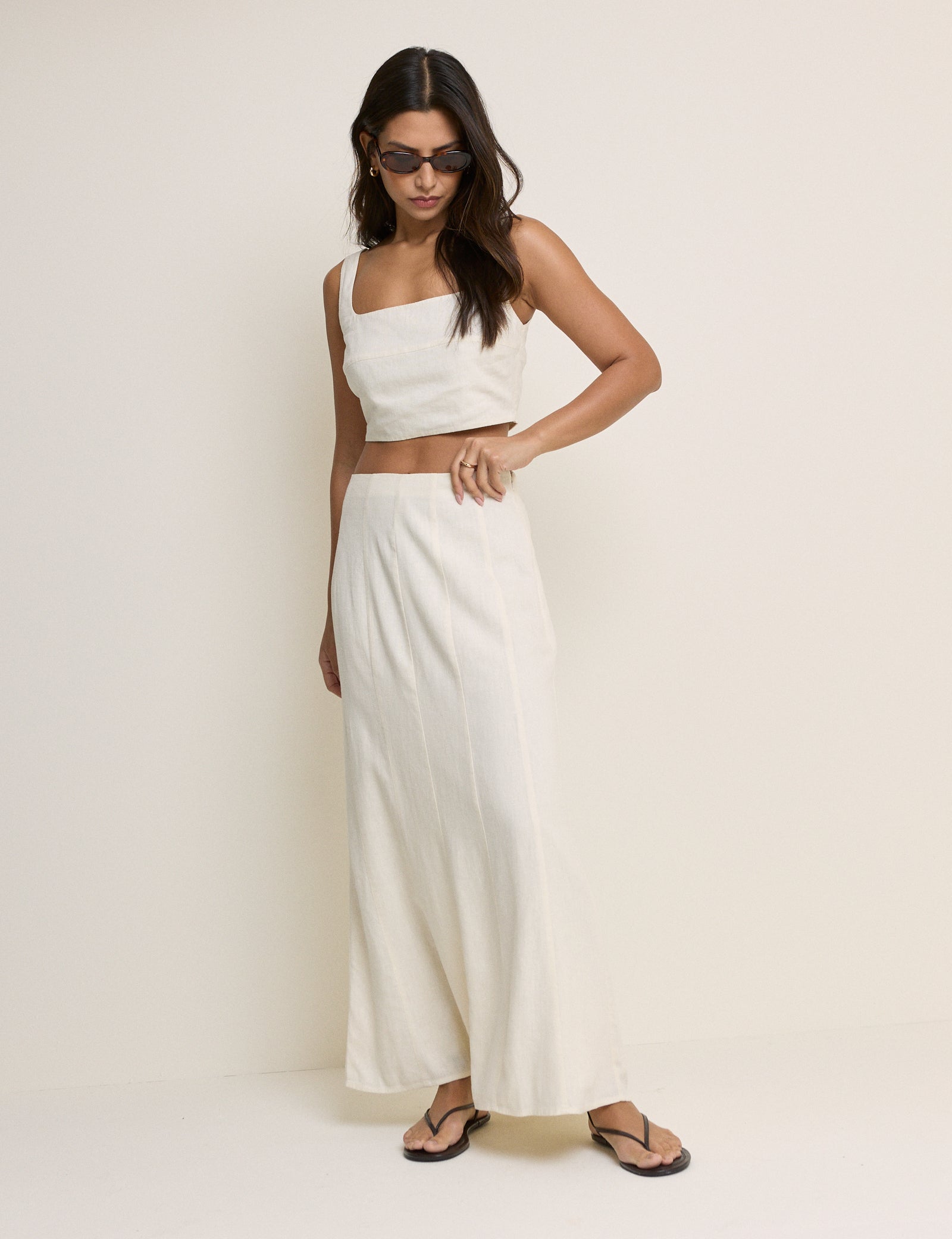 Stone Linen-Blend Adwoa Top
