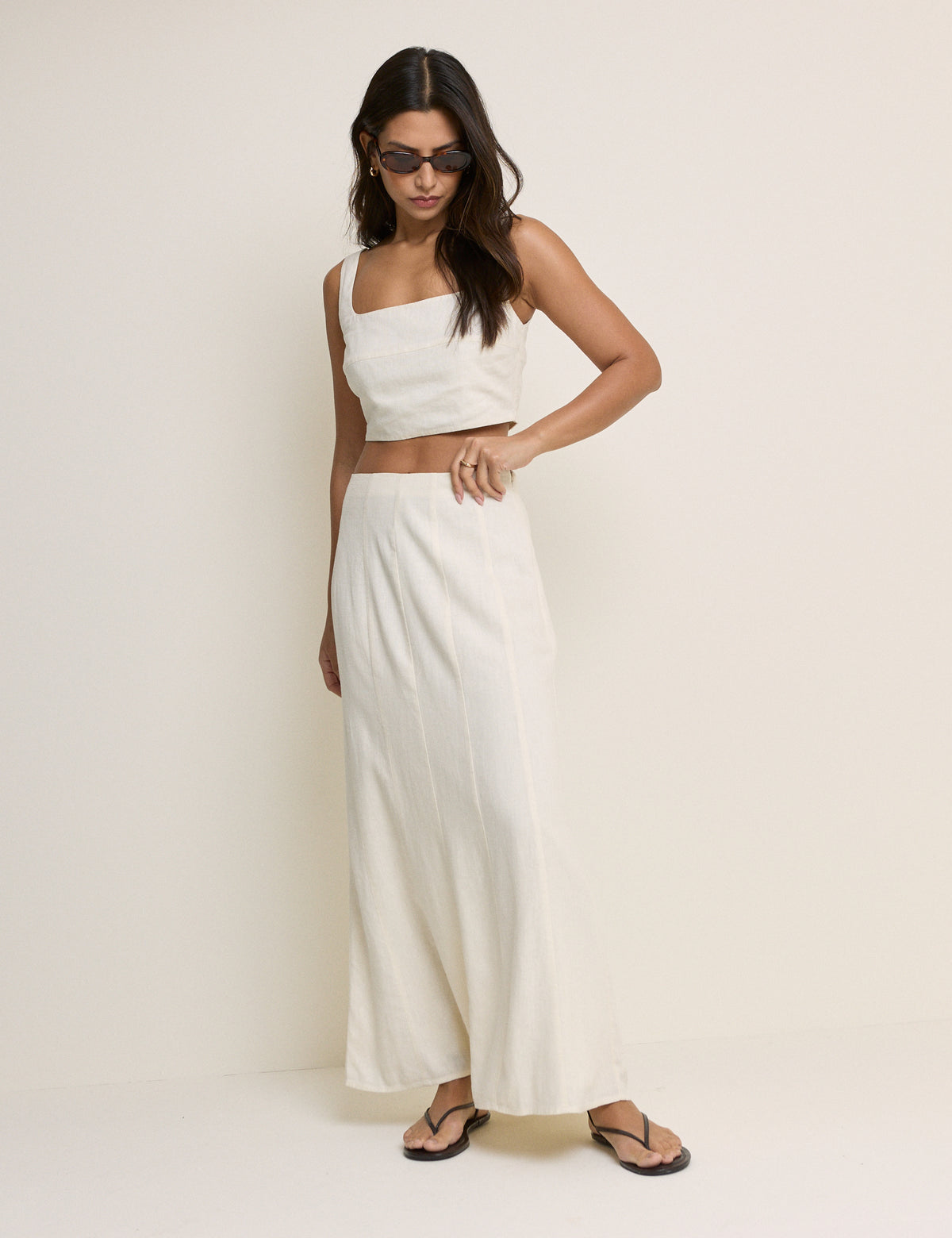 Stone Linen-Blend Adwoa Top