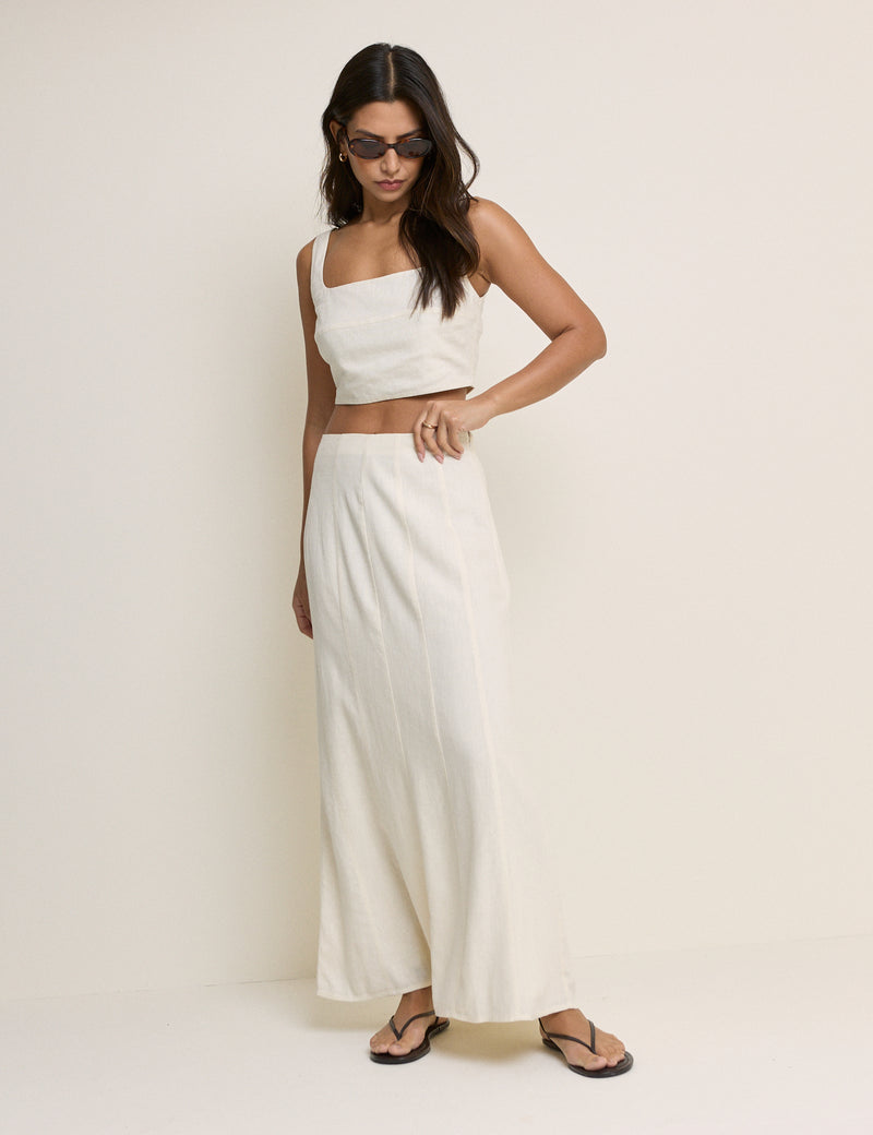 Stone Linen-Blend Adwoa Top