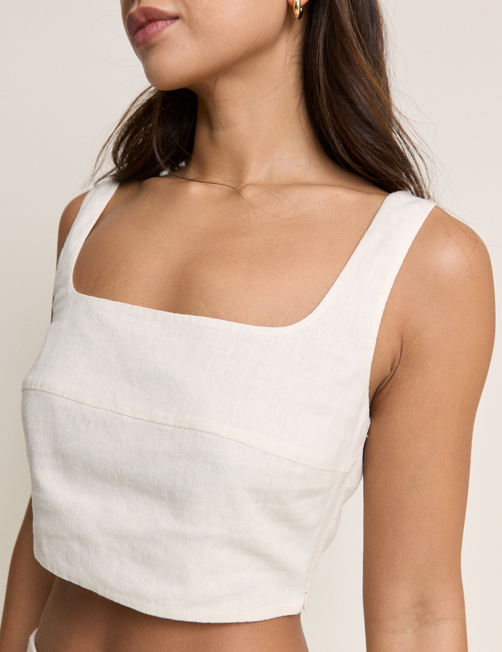 Stone Linen-Blend Adwoa Top
