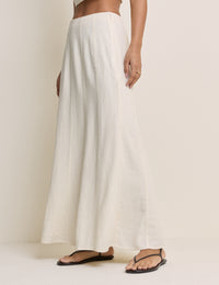 Stone Linen-Blend Panelled Adwoa Maxi Skirt