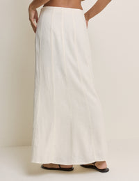 Stone Linen-Blend Panelled Adwoa Maxi Skirt