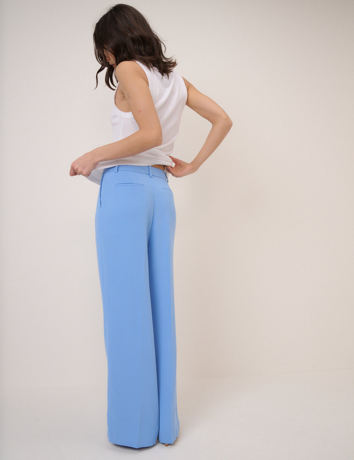 Blue Wide Leg Jax Crepe Trousers
