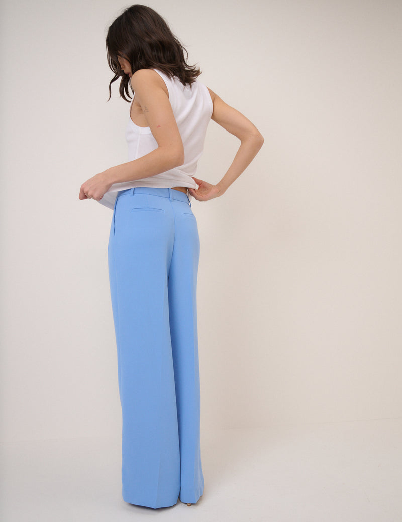 Blue Wide Leg Jax Crepe Trousers