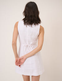 White Button Front Tailored Mini Dress