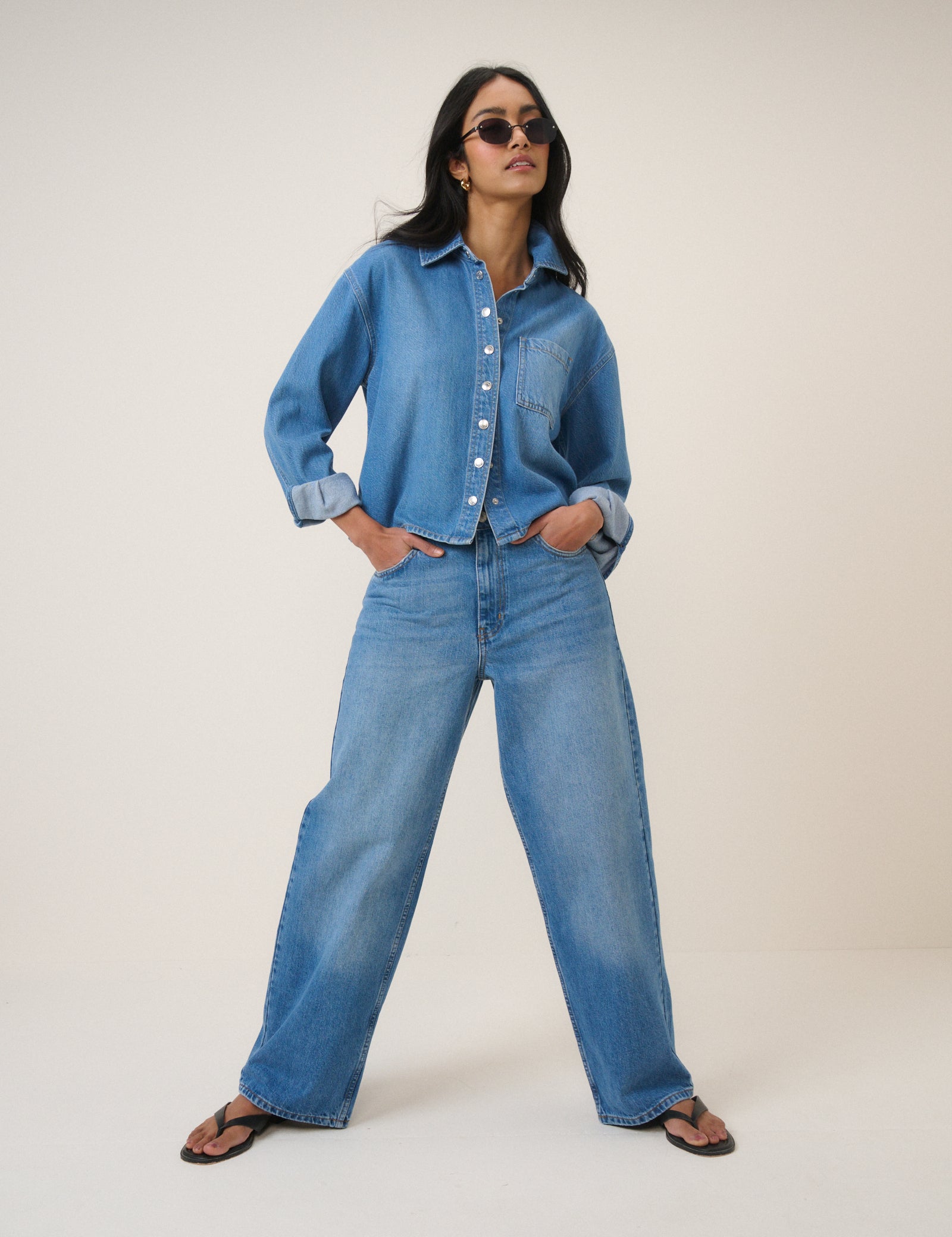 Blue Wide Leg Stepney Loose Jeans