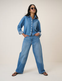 Blue Wide Leg Stepney Loose Jeans