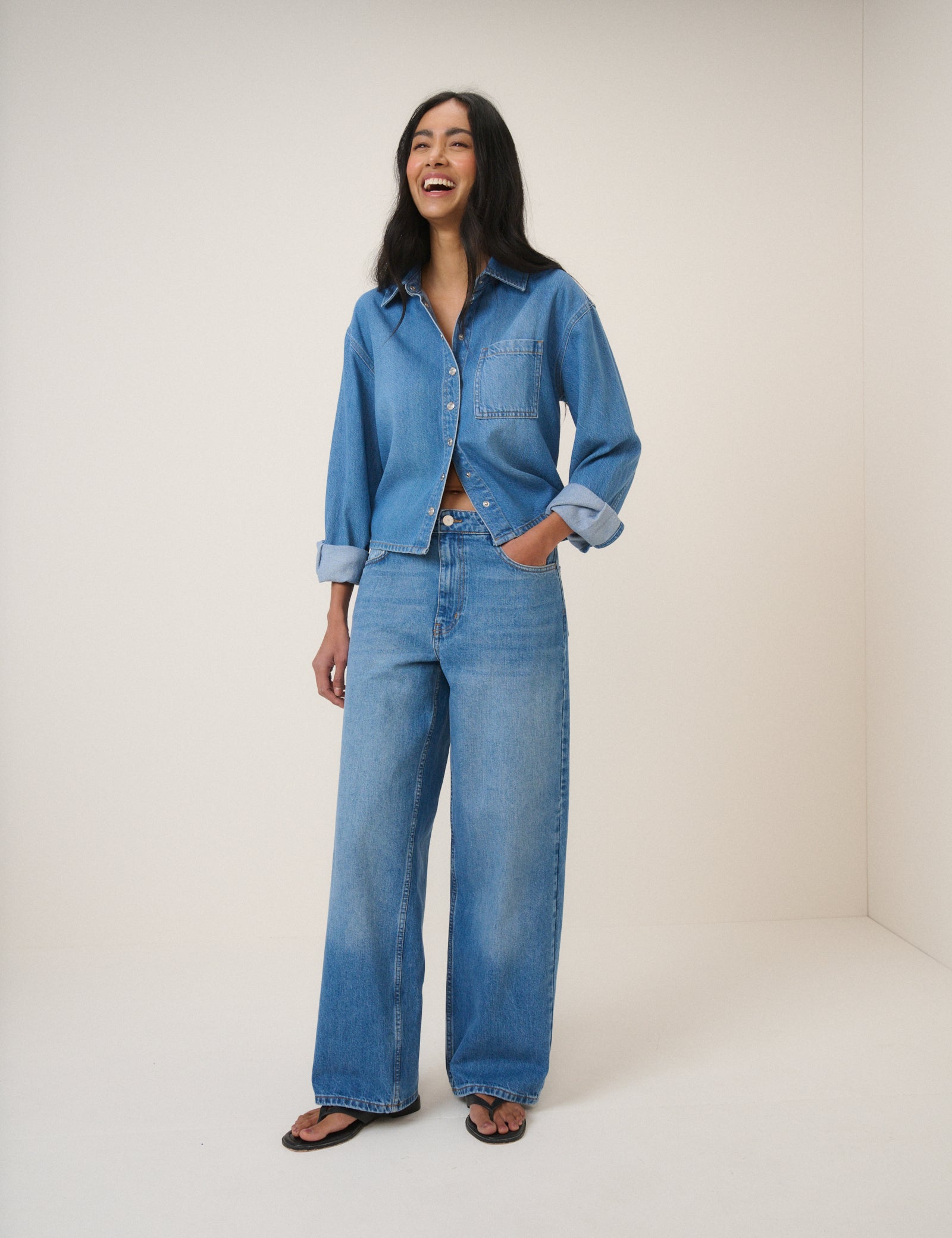 Blue Wide Leg Stepney Loose Jeans