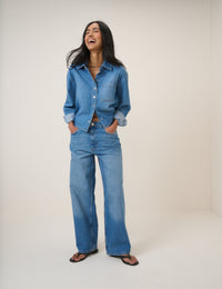Blue Wide Leg Stepney Loose Jeans