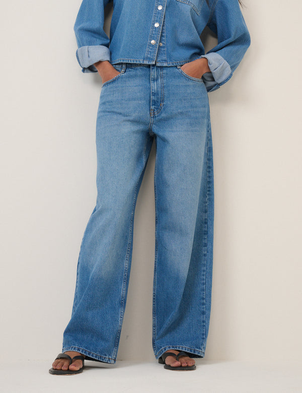 Blue Wide Leg Stepney Loose Jeans