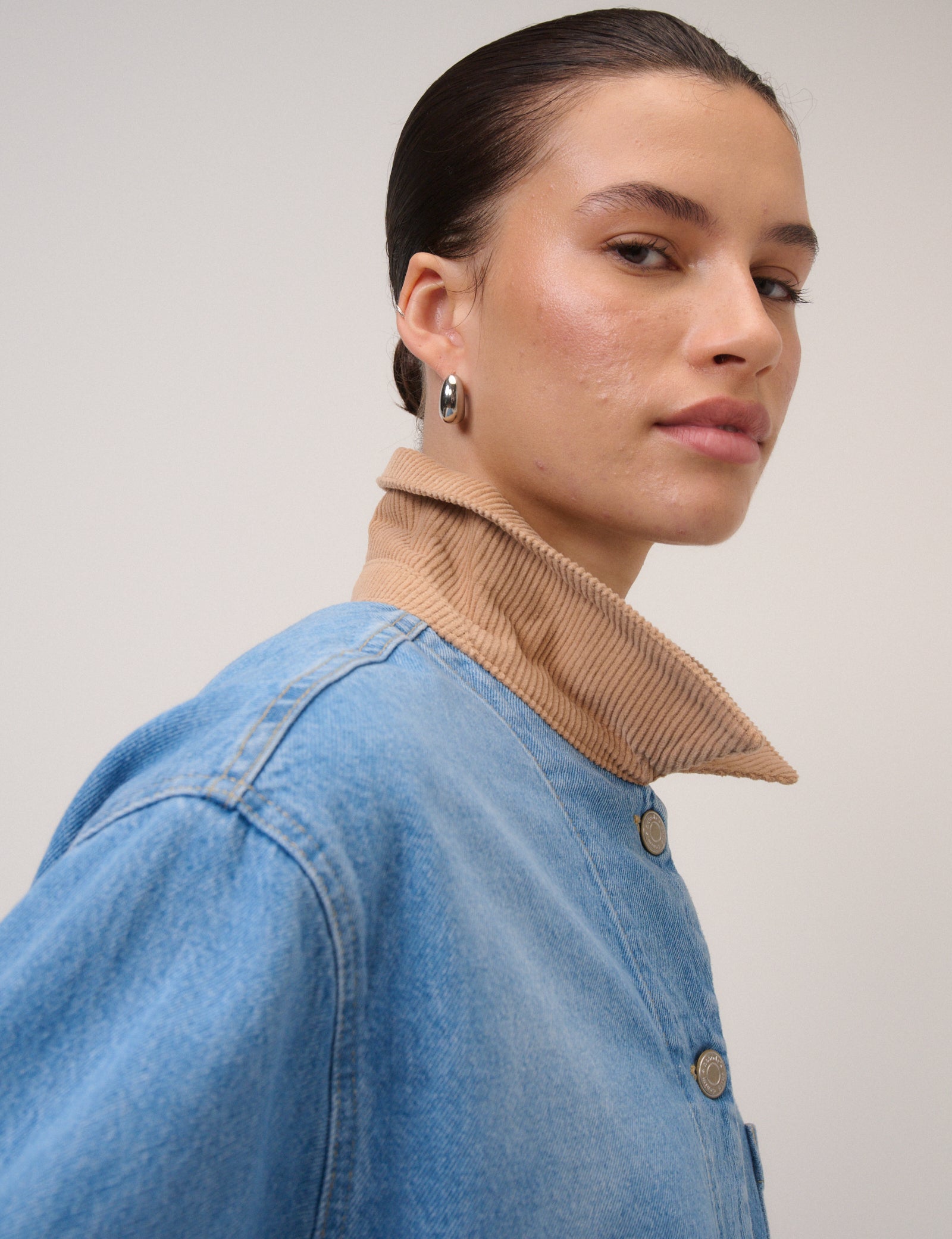Blue Denim Cord Collar Jacket