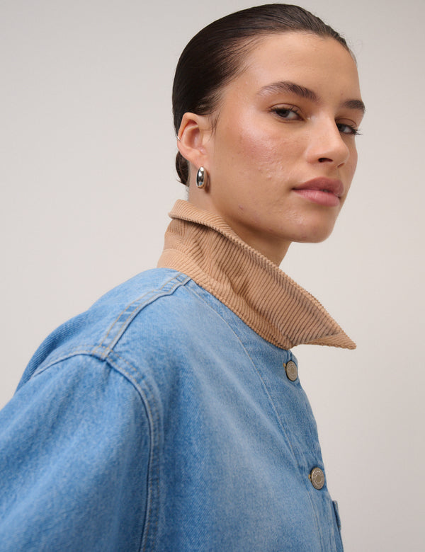 Blue Denim Cord Collar Jacket
