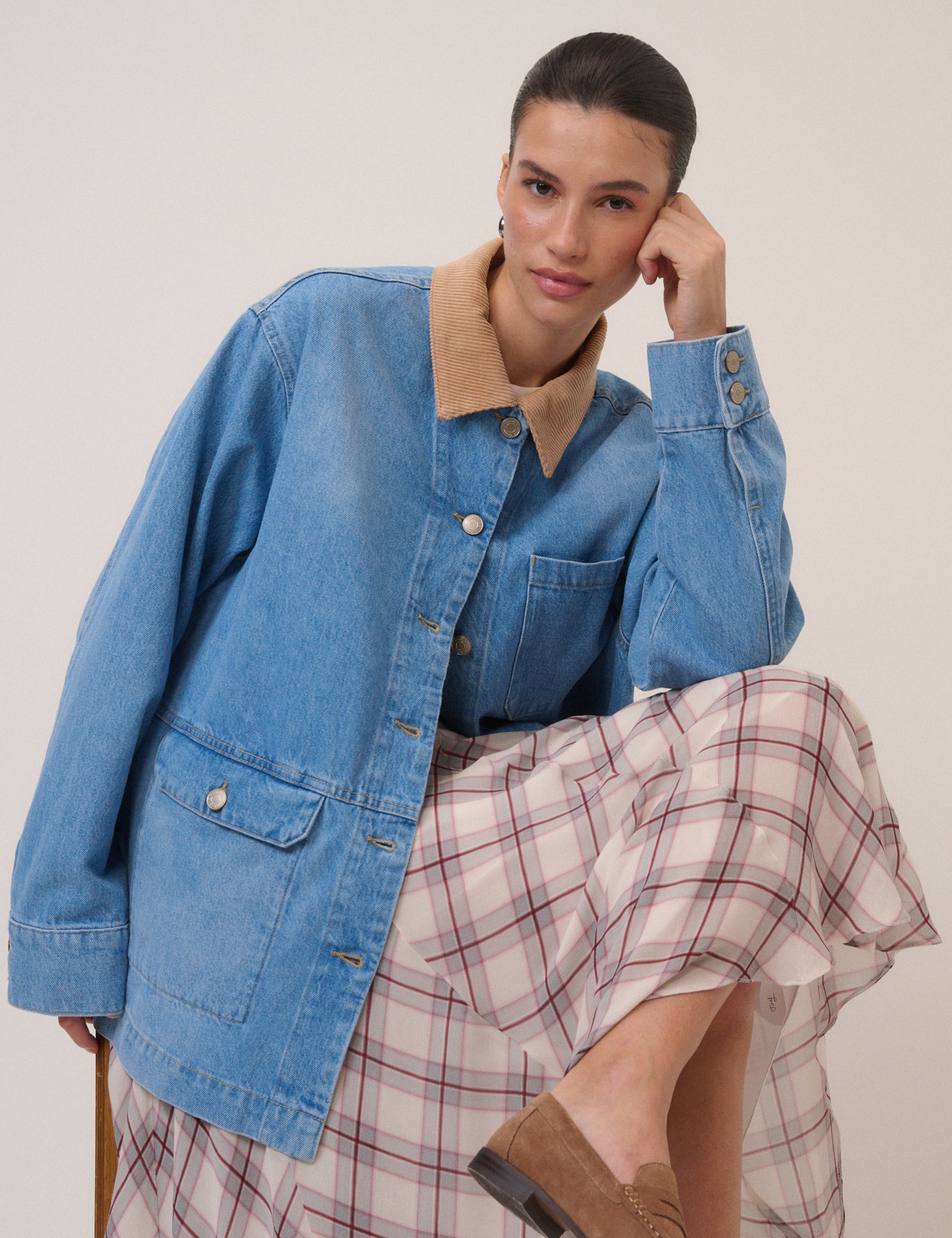 Blue Denim Cord Collar Jacket