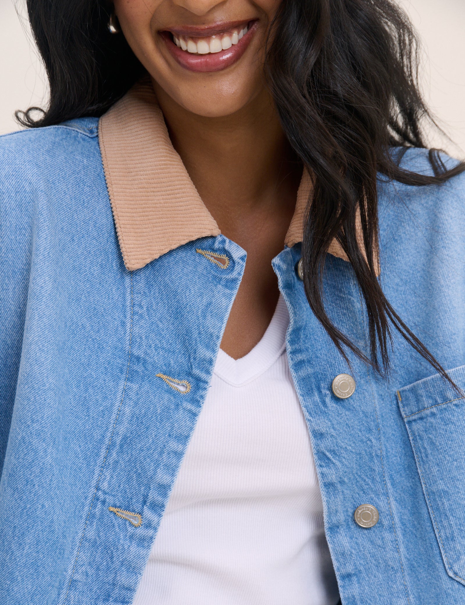 Blue Denim Cord Collar Jacket
