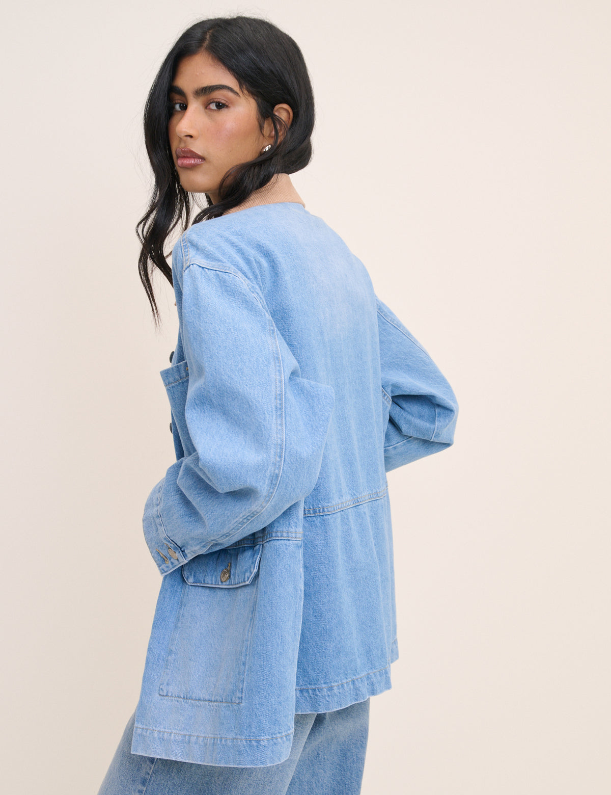 Blue Denim Cord Collar Jacket
