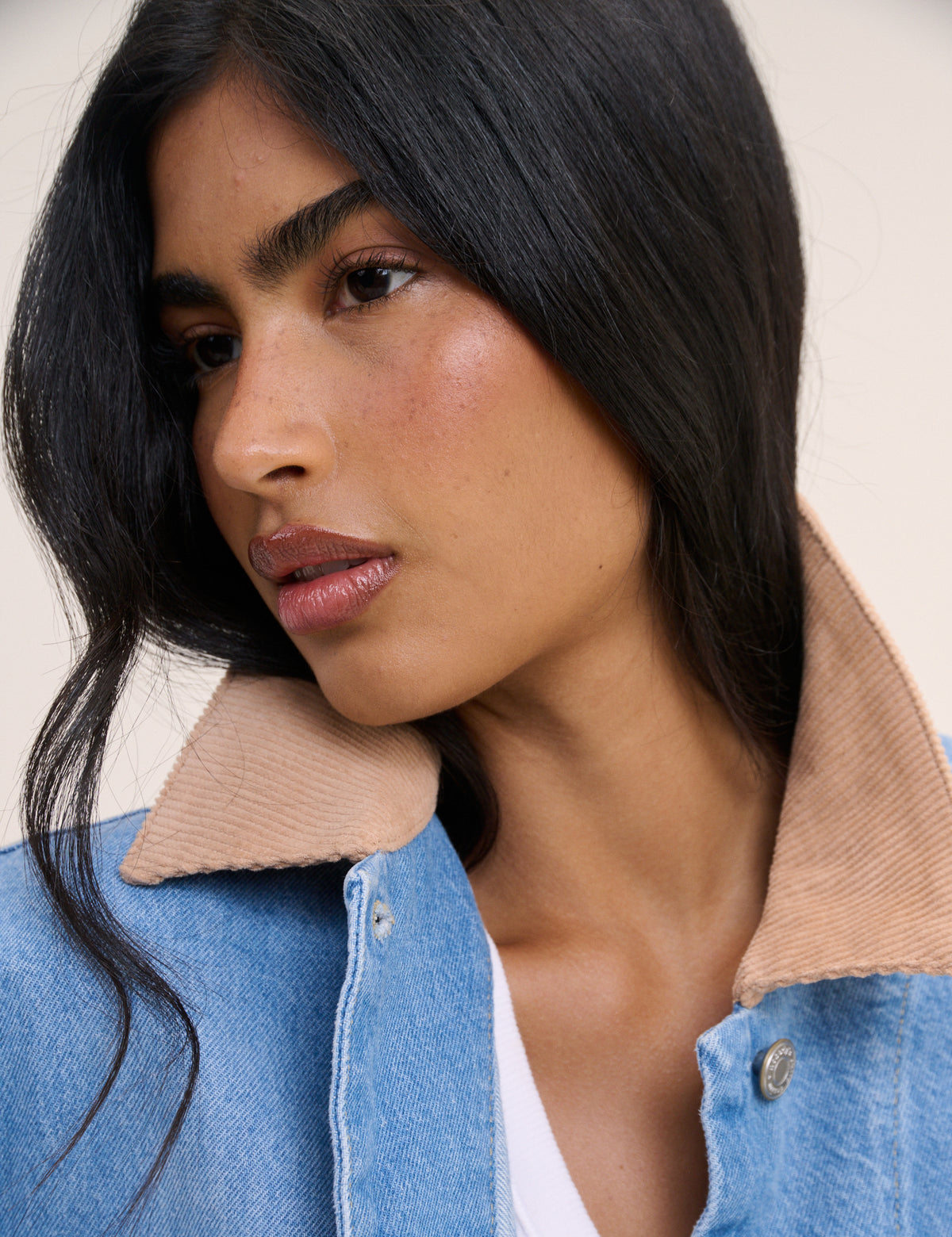 Blue Denim Cord Collar Jacket