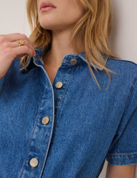 Mid Wash Tie Waist Tyler Denim Playsuit