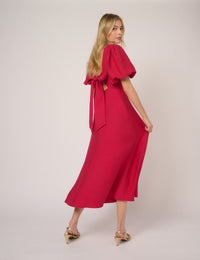 Pink Puff Sleeve Zola Midi Dress