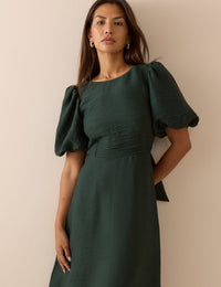 Green Puff Sleeve Zola Midi Dress