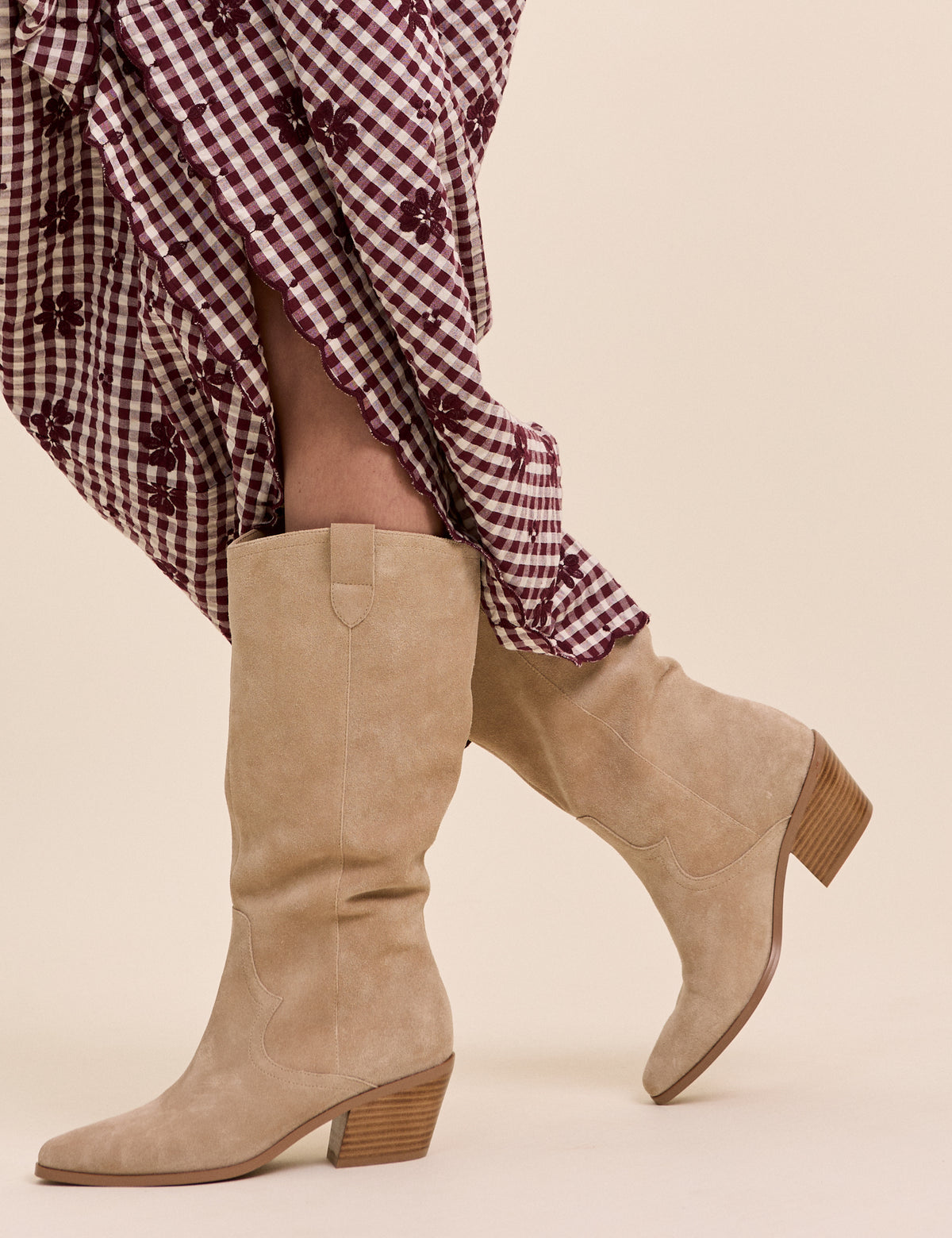 Light Brown Suede Western Boots