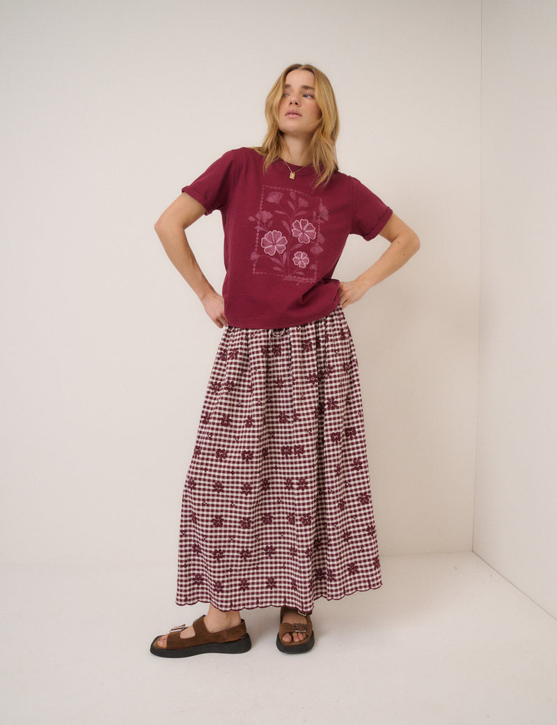 Burgundy Flower Graphic T-Shirt