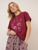 Burgundy Chainstitch Flower Tee T-Shirt