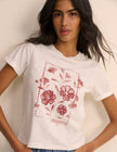 White Floral Shrunken Faded Graphic T-shirt