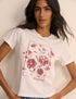 White Floral Shrunken Faded Graphic T-shirt