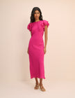 Pink Frill Sleeve Lola Midi Dress