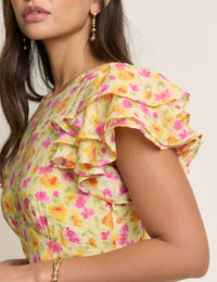 Yellow Floral Lola Midi Dress
