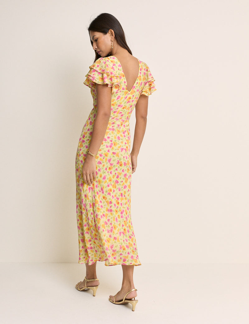 Yellow Floral Lola Midi Dress