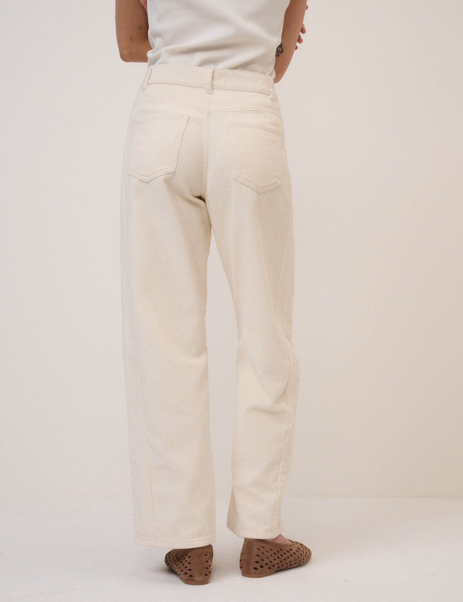 Cream Cord Bethnal Barrel Leg Jeans