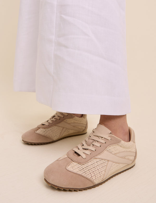 Beige and Cream Suede Trainers