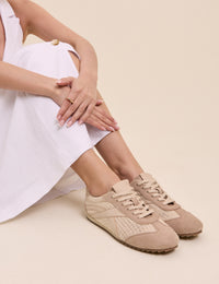 Beige and Cream Suede Trainers
