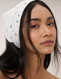 White Crochet Triangle Scarf