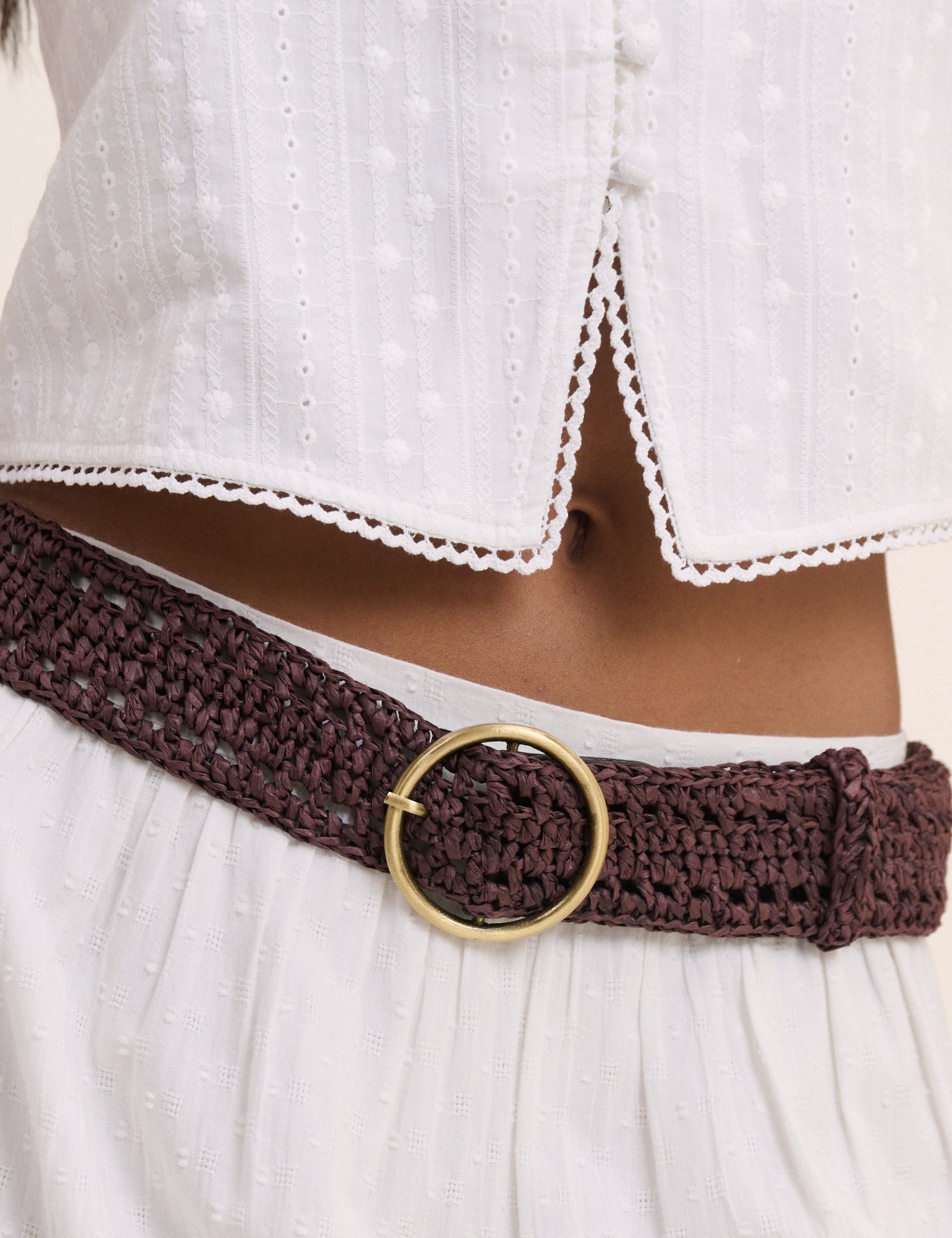 Chocolate Brown Raffia Belt