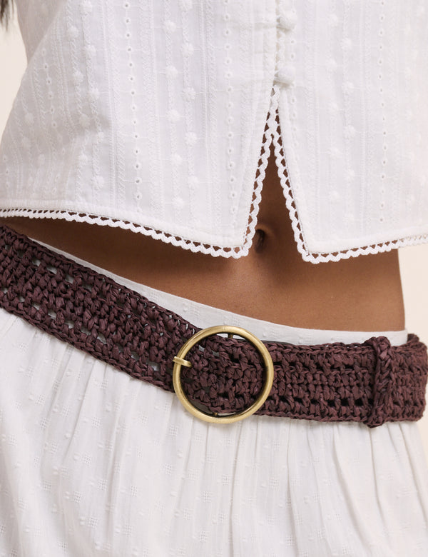 Chocolate Brown Raffia Belt