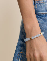 Blue Beaded Gold Plated Bracelet