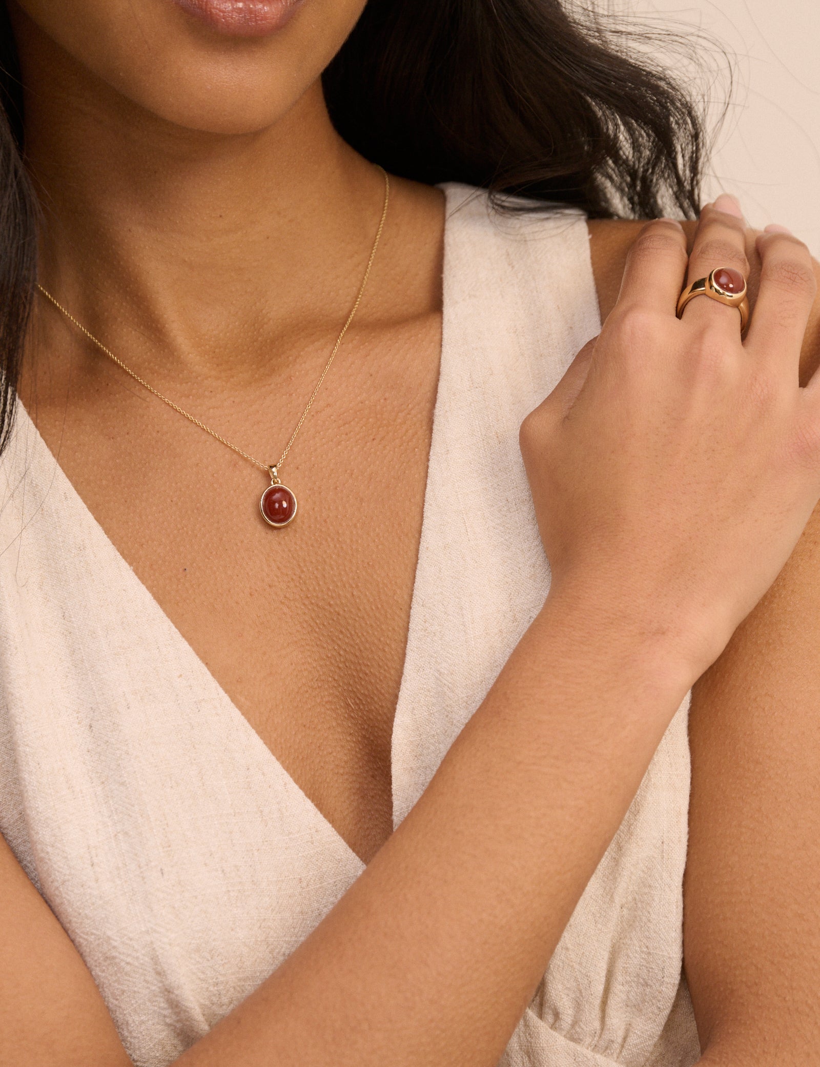 Red Stone Pendent Gold Plated Necklace