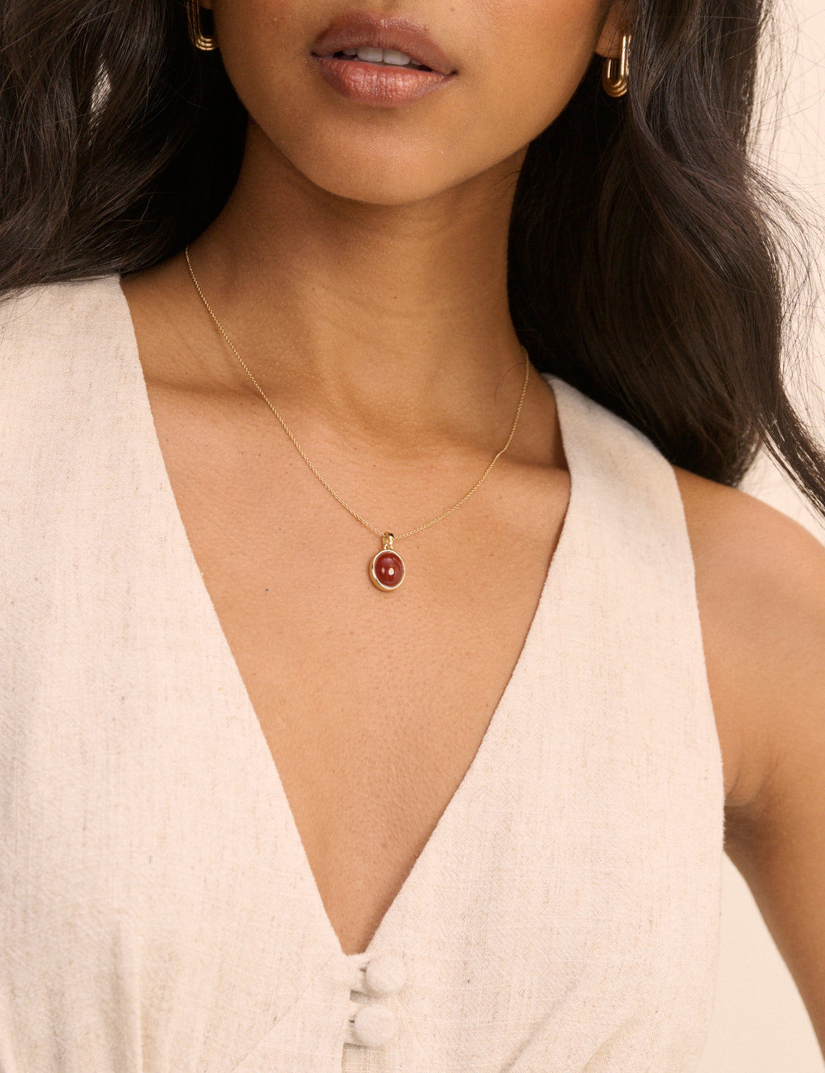 Red Stone Pendent Gold Plated Necklace
