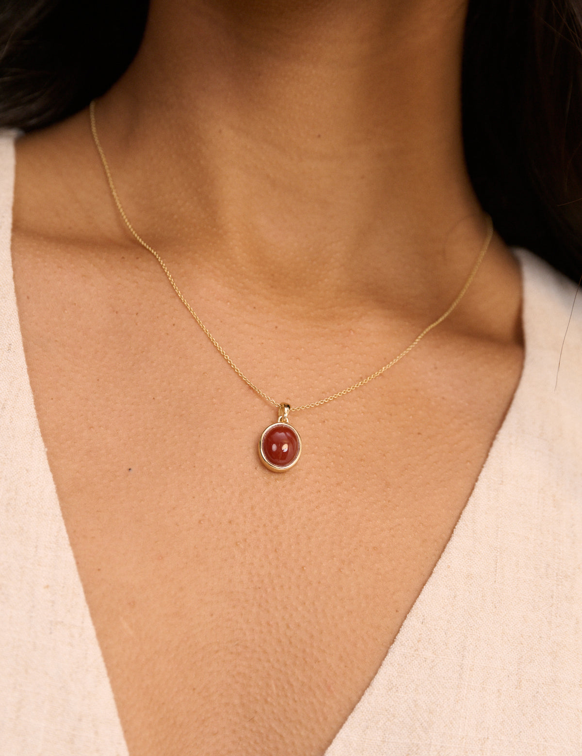 Red Stone Pendent Gold Plated Necklace