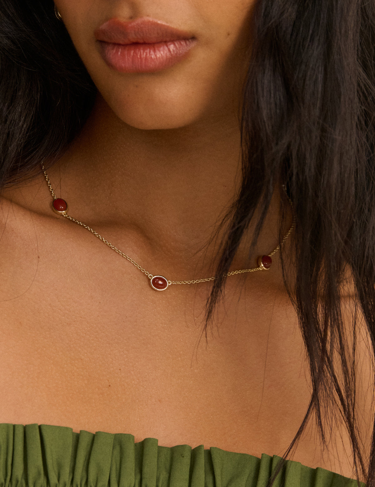 Red Stone Gold Plated Necklace
