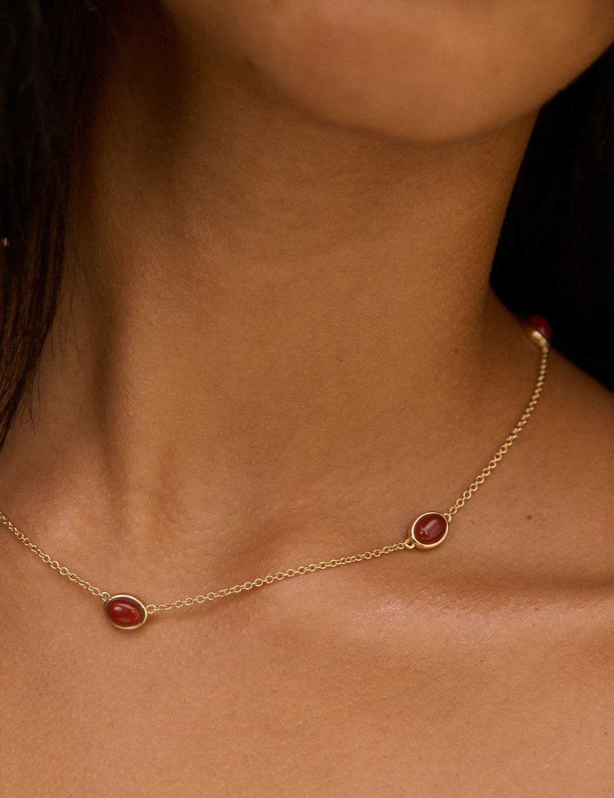 Red Stone Gold Plated Necklace