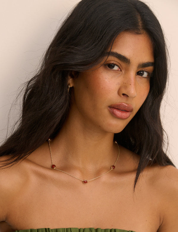 Red Stone Gold Plated Necklace
