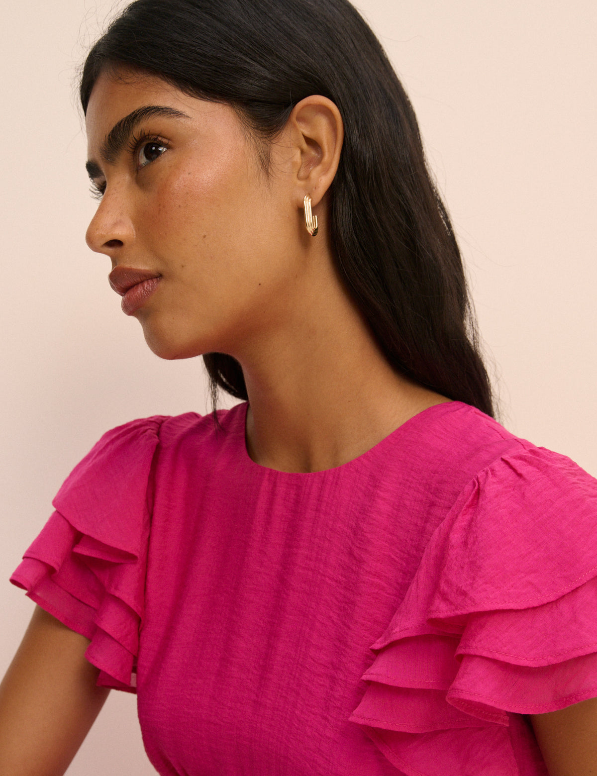 Gold Plated Elongated Hoop Earrings
