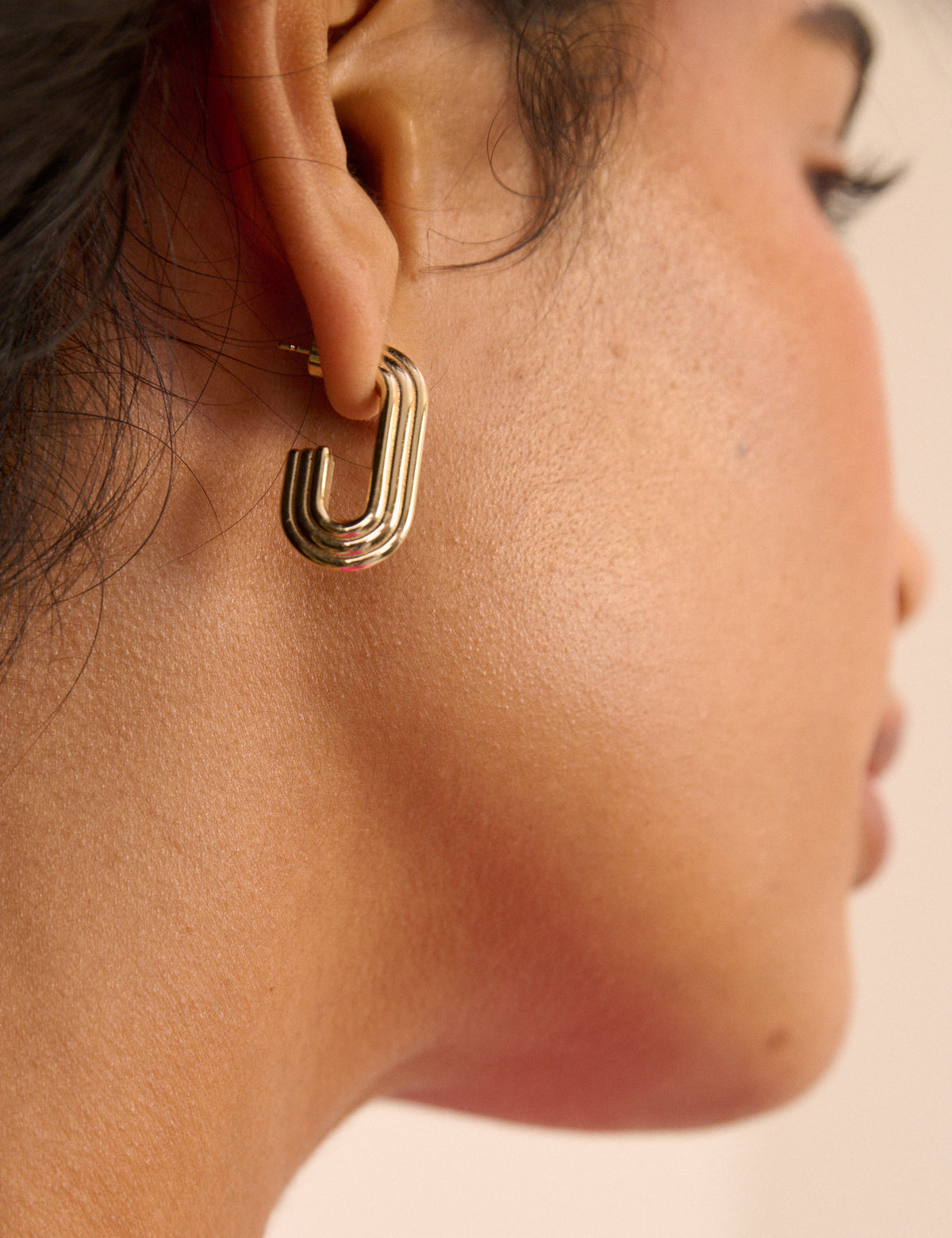 Gold Plated Elongated Hoop Earrings